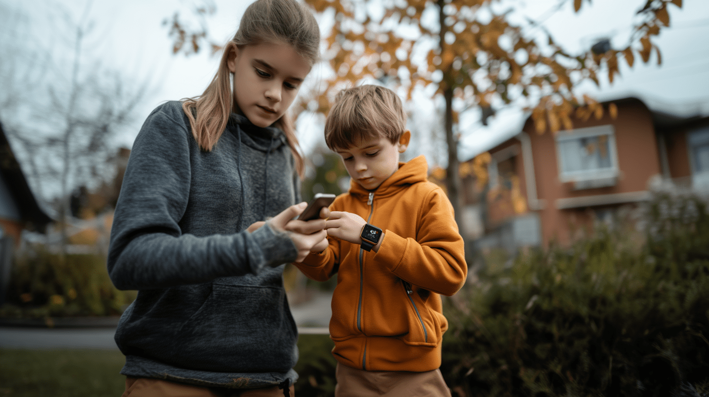 Enfant avec une montre connectée